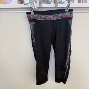 Fabletics Black Leggings with Multicolor Chevron Pattern